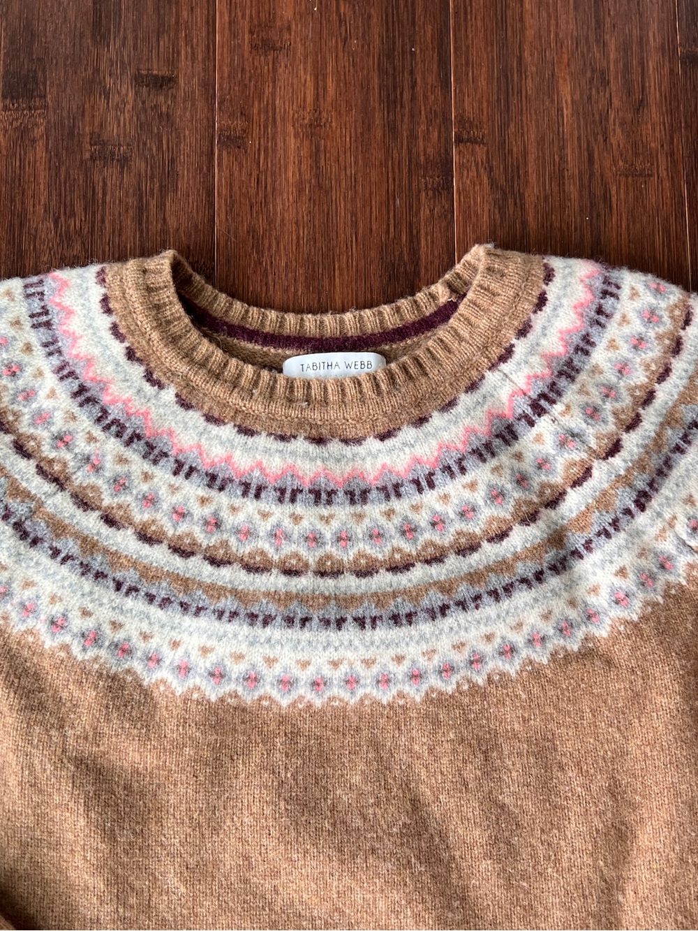 Tabitha Webb Wool Blend Fair Isle Pullover Sweater Crew Neck Medium